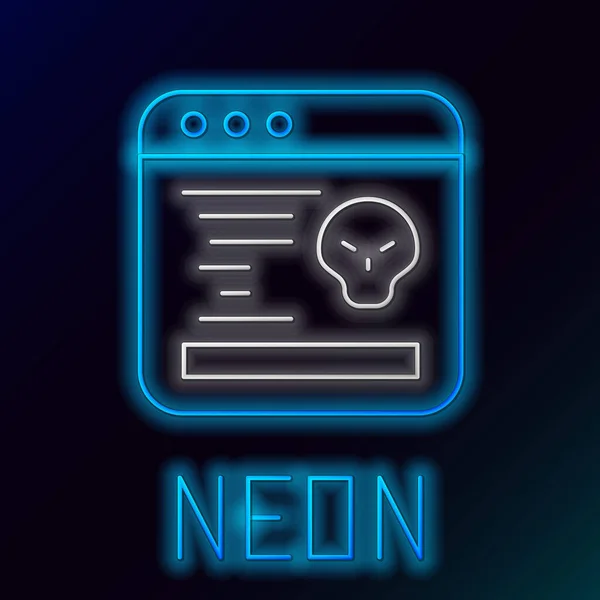 Parlayan Neon Çizgi Sistemi Hata Konsepti Simgesi Siyah Arkaplanda Izole — Stok Vektör