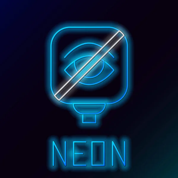 Glödande Neon Linje Blindhet Ikon Isolerad Svart Bakgrund Blind Tecken — Stock vektor