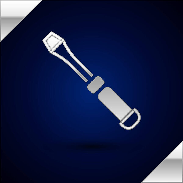 Silver Screwdriver icon isolated on dark blue background. Service tool symbol.  Vector.