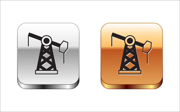 Schwarzes Symbol Für Ölpumpe Oder Pumpenbuchse Auf Weißem Hintergrund Ölplattform — Stockvektor