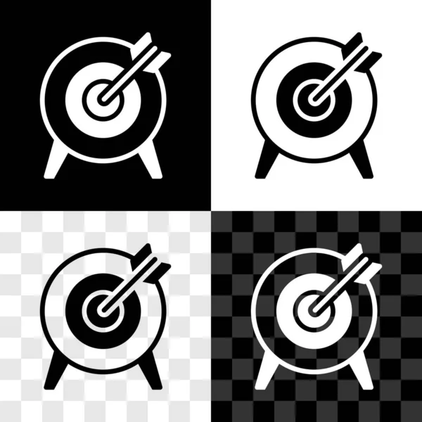 Set Target Financial Goal Concept Icon Isoliert Auf Schwarz Weißem — Stockvektor