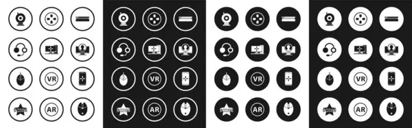 Ρύθμιση Κονσόλας Βιντεοπαιχνιδιών Οθόνης Υπολογιστή Ακουστικών Κάμερας Web Δημιουργία Οθόνης — Διανυσματικό Αρχείο