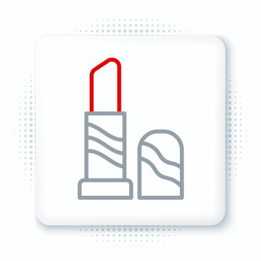 Beyaz arkaplanda çizgi ruj simgesi izole edildi. 8 Mart. Uluslararası Mutlu Kadınlar Günü. Renkli taslak konsepti. Vektör