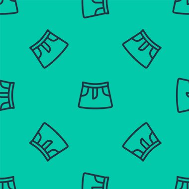 Mavi çizgi etek simgesi yeşil arkaplanda pürüzsüz desen izole etti. Vektör