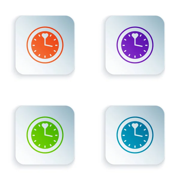 Color Clock Icon Isolated White Background Time Symbol Set Colorful — Stock Vector