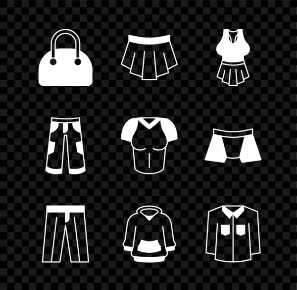 Set Handbag Skirt Undershirt Pants Hoodie Shirt Shirt Ікона Вектор — стоковий вектор