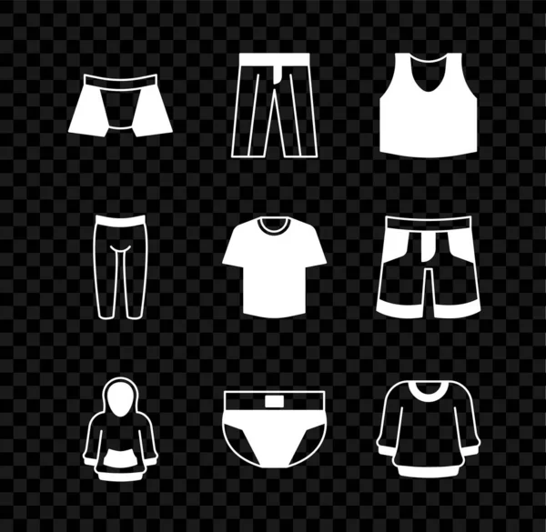 Set Men Underpants Pants Undershirt Hoodie Sweater Leggings Shirt Icon — Stock Vector