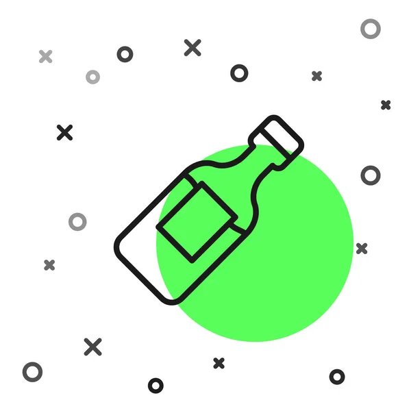 Black Line Bottle Water Icon Isolated White Background Soda Aqua — Stock Vector