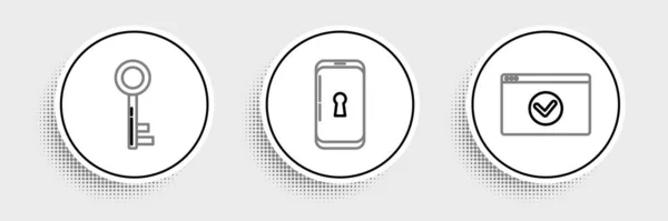 Set Line Secure Your Site Https Ssl Key Smartphone Lock — Stock Vector
