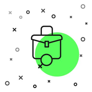 Black line Work for female icon isolated on white background. Business woman work. Vector.