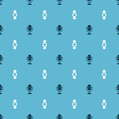 Mikrofon ve Candy 'yi kusursuz bir kalıba sokun. Vektör.