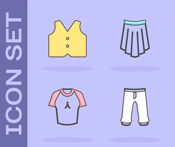 Set Pants Waistcoat Shirt Skirt Icon Vector — Stock Vector