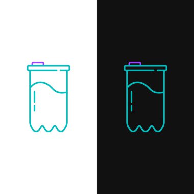 Çizgi Su filtresi kartuş simgesi beyaz ve siyah arkaplanda izole edildi. Renkli taslak konsepti. Vektör