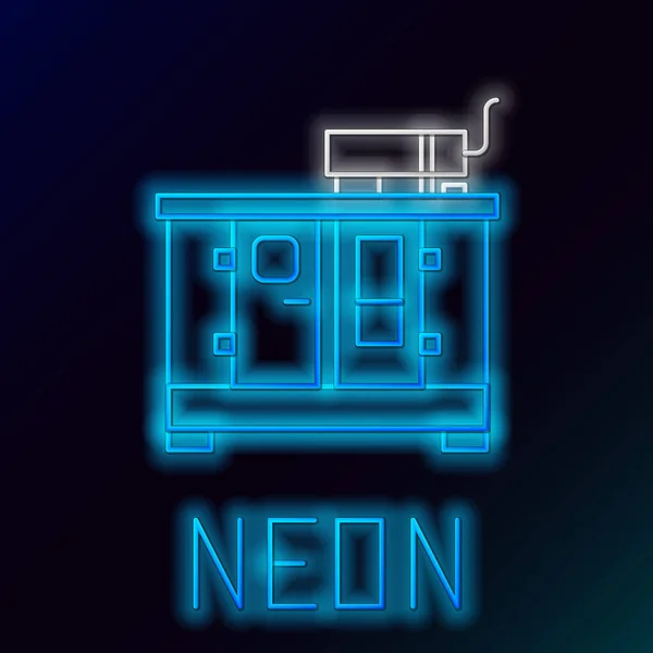Világító Neon Vonal Diesel Áramfejlesztő Ikon Elszigetelt Fekete Háttérrel Ipari — Stock Vector