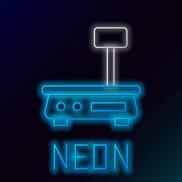 Leuchtende Neon Linie Elektronische Waagen Symbol Isoliert Auf Schwarzem Hintergrund — Stockvektor