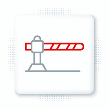 Park alanı bariyeri simgesi beyaz arkaplanda izole edildi. Sokak durağı sınırı. Renkli taslak konsepti. Vektör