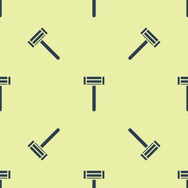 Mavi tıraş jileti ikonu sarı arka planda izole edilmiş pürüzsüz desen. Vektör İllüstrasyonu.