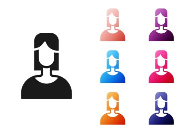 Beyaz arkaplanda siyah kadın simgesi izole edildi. Venüs sembolü. Bir kadın ya da organizmanın sembolü. Simgeleri renklendirin. Vektör