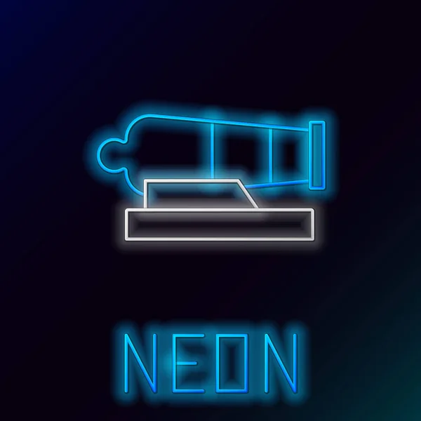 Zářící Neonová Čára Ikona Děla Izolovaná Černém Pozadí Barevný Koncept — Stockový vektor