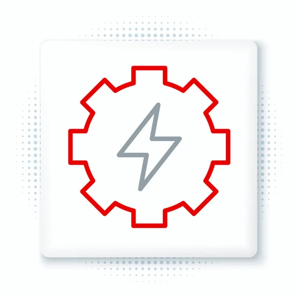 Line Gear Blesk Ikona Izolované Bílém Pozadí Elektrická Energie Znamení — Stockový vektor