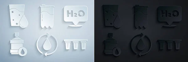 Set Recycle Clean Aqua Chemical Formula H2O Big Bottle Water — Stockvektor