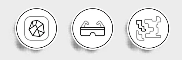 Set Line Gaseous Salzstein Und Schutzbrillen Symbol Vektor — Stockvektor