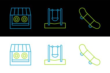 Çizgili kaykay numarası, atış poligonu ve Swing ikonu. Vektör