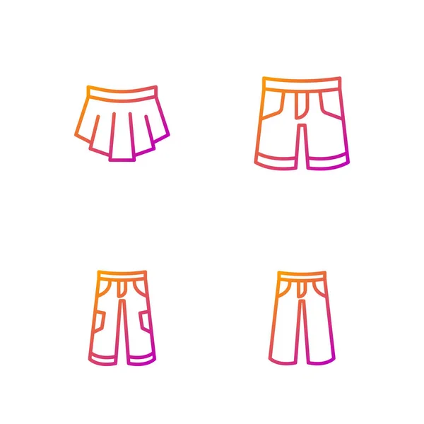 Set Line Pantalones Falda Pantalones Cortos Pantalones Iconos Color Degradado — Archivo Imágenes Vectoriales