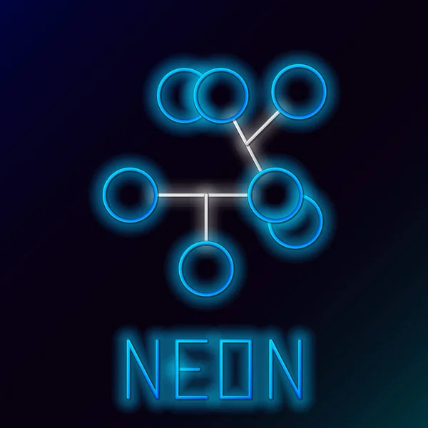 Gloeiende Neon Lijn Molecule Pictogram Geïsoleerd Zwarte Achtergrond Structuur Van — Stockvector