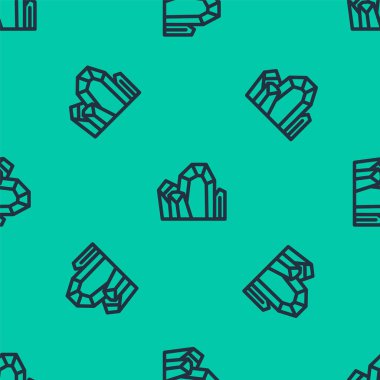 Mavi çizgi taşı simgesi yeşil arkaplandaki kusursuz deseni izole etti. Mücevher sembolü. Elmas. Vektör