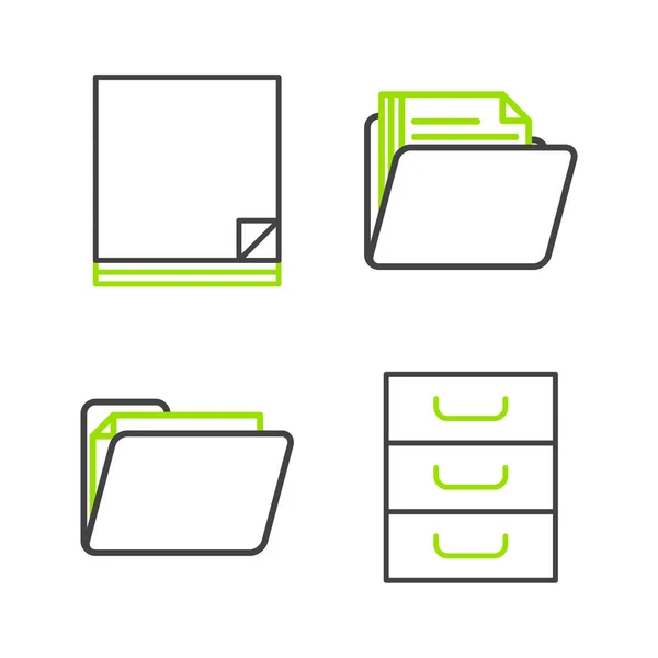 Set Line Drawer Documents Document Folder File Icon Vector — Stock Vector