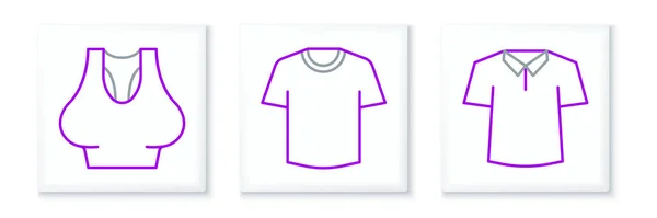 Establecer Línea Camisa Camiseta Camiseta Icono Vector — Vector de stock