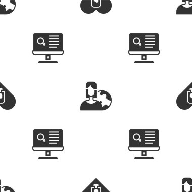 Kadınla Kalp Belirle, Farklı ülkelerden Kadınlar ve Kusursuz desenli Flört uygulaması. Vektör