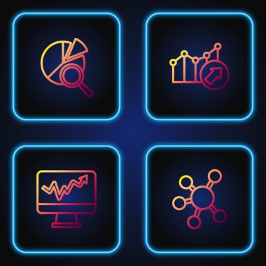 Hat Proje Ekibi tabanı, grafik çizelgesi, arama veri analizi ve finansal büyüme ile izleyici ayarlayın. Renk simgeleri. Vektör