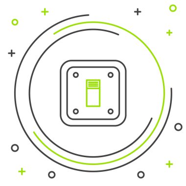 Elektrik düğmesi simgesi beyaz arkaplanda izole edildi. Açık ve kapalı simgesi. Loş ışık düğmesi işareti. Enerji tasarrufu kavramı. Renkli taslak konsepti. Vektör.