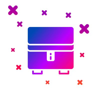 Beyaz arkaplanda izole edilmiş renkli mücevher kutusu simgesi. Mücevherli bir tabut. Kademeli rastgele dinamik şekiller. Vektör.