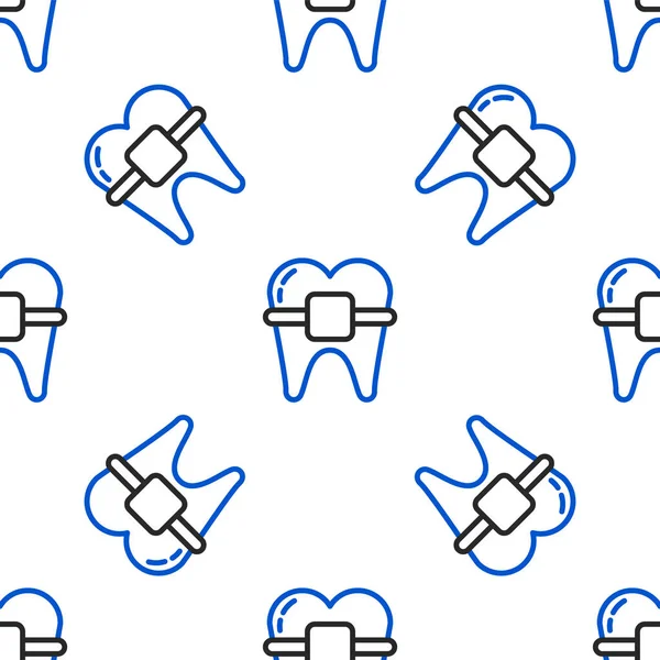Diş Teli Simgesine Sahip Çizgi Dişleri Beyaz Arkaplanda Izole Edilmiş — Stok Vektör