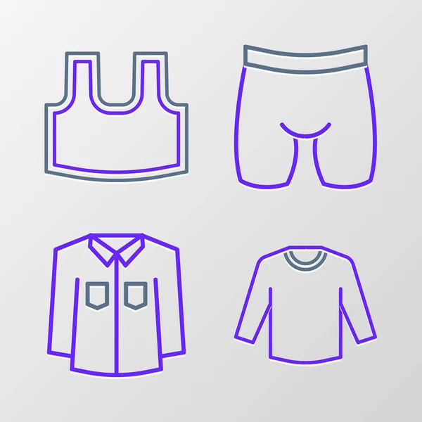 设置线汗衫 自行车短裤和内衣图标 — 图库矢量图片