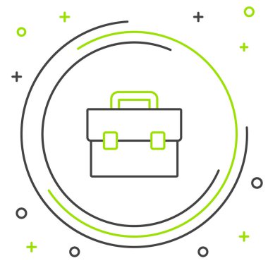 Satır Evrak Çantası simgesi beyaz arkaplanda izole edildi. İş ilanı. İş portföyü. Renkli taslak konsepti. Vektör.