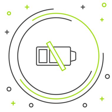 Çizgi Batarya şarj seviyesi göstergesi simgesi beyaz arkaplanda izole edildi. Renkli taslak konsepti. Vektör.