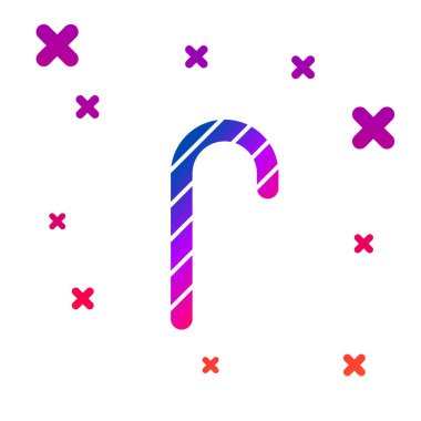 Beyaz arka planda izole edilmiş çizgili renkli Noel şekerleme çubuğu. Mutlu Noeller ve mutlu yıllar. Kademeli rastgele dinamik şekiller. Vektör.