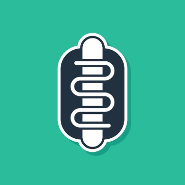 Mavi Hotdog sandviç simgesi yeşil arkaplanda izole edildi. Sosis ikonu. Fast food burcu. Vektör.