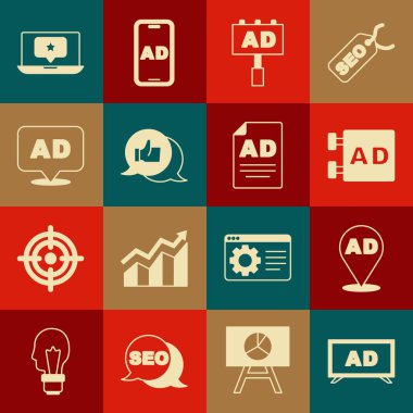 Reklamcı Müşteri ürün sınıflandırma dizüstünü yıldız ve simgeyle ayarla. Vektör.