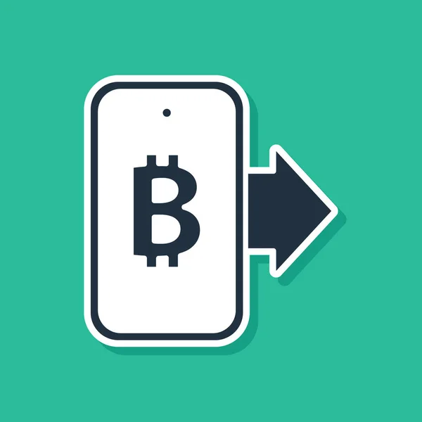 Blue Mining Bitcoin Mobilnej Ikony Odizolowanej Zielonym Tle Kryptowaluta Górnicza — Wektor stockowy