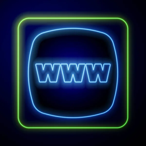Leuchtendes Neonfarbenes Symbol Für Die Webseite Auf Blauem Hintergrund Internet — Stockvektor
