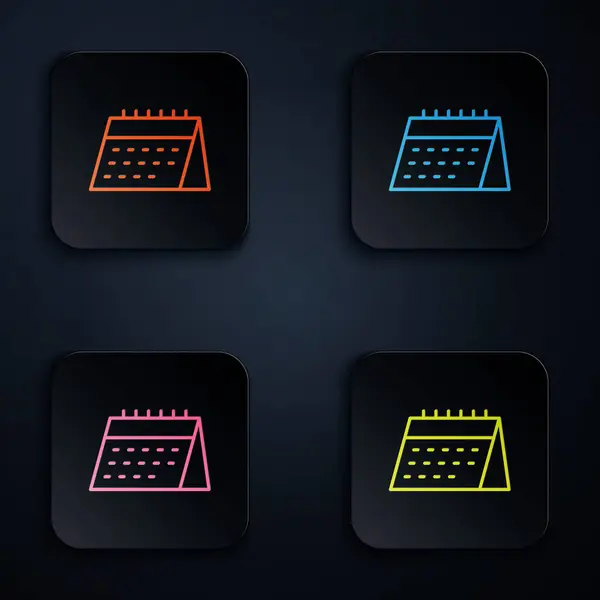 Colore Neon Linea Icona Del Calendario Isolato Sfondo Nero Simbolo — Vettoriale Stock