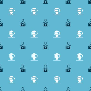 Araba tamircisi ve bataryayı kusursuz patlayıcıya ayarlayın. Vektör.