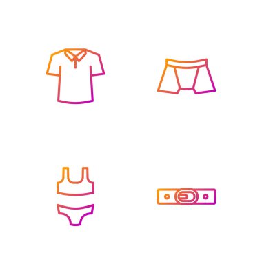 Kemerli mayo ve erkek iç çamaşırları. Renk simgeleri. Vektör.