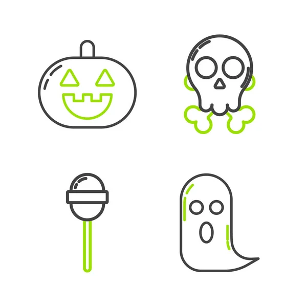 Ghost Lollipop Skull Crossbone Pumpkin Icon Vector — 스톡 벡터