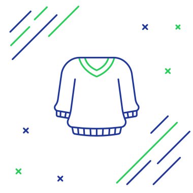 Çizgi süveter simgesi beyaz arkaplanda izole edildi. Kazak ikonu. Kazak tabelası. Renkli taslak konsepti. Vektör.